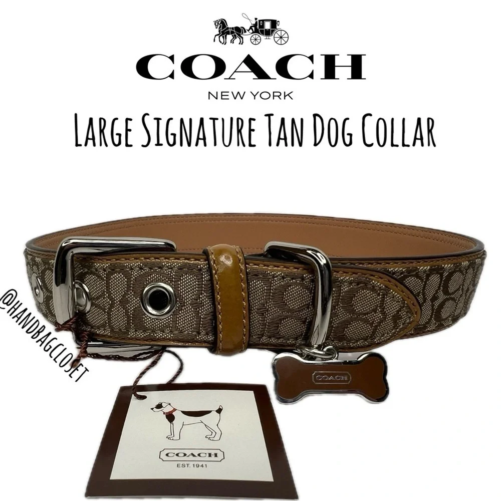 Coach Signature Leather Vintage Light Brown Tan Size Large 17-21” Dog Collar